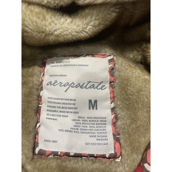 Aeropostale Hooded Vest Women’s Size Medium Brown/ Coral - Picture 2 of 8